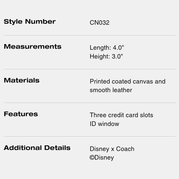 Coach Disney Leather Slim ID Card Case Holder Wallet NEW NWT - Picture 5 of 5